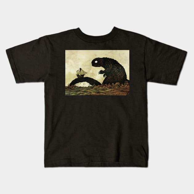 Leviathan & Ship Kids T-Shirt by djrbennett